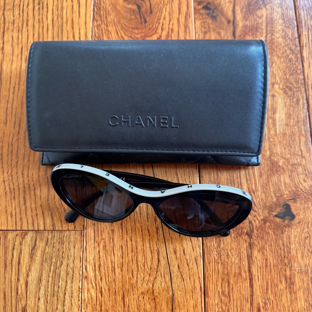 Chanel Black Oval Sunglasses